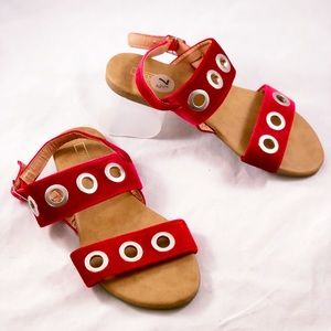 Yoki Red Velvet Sandals